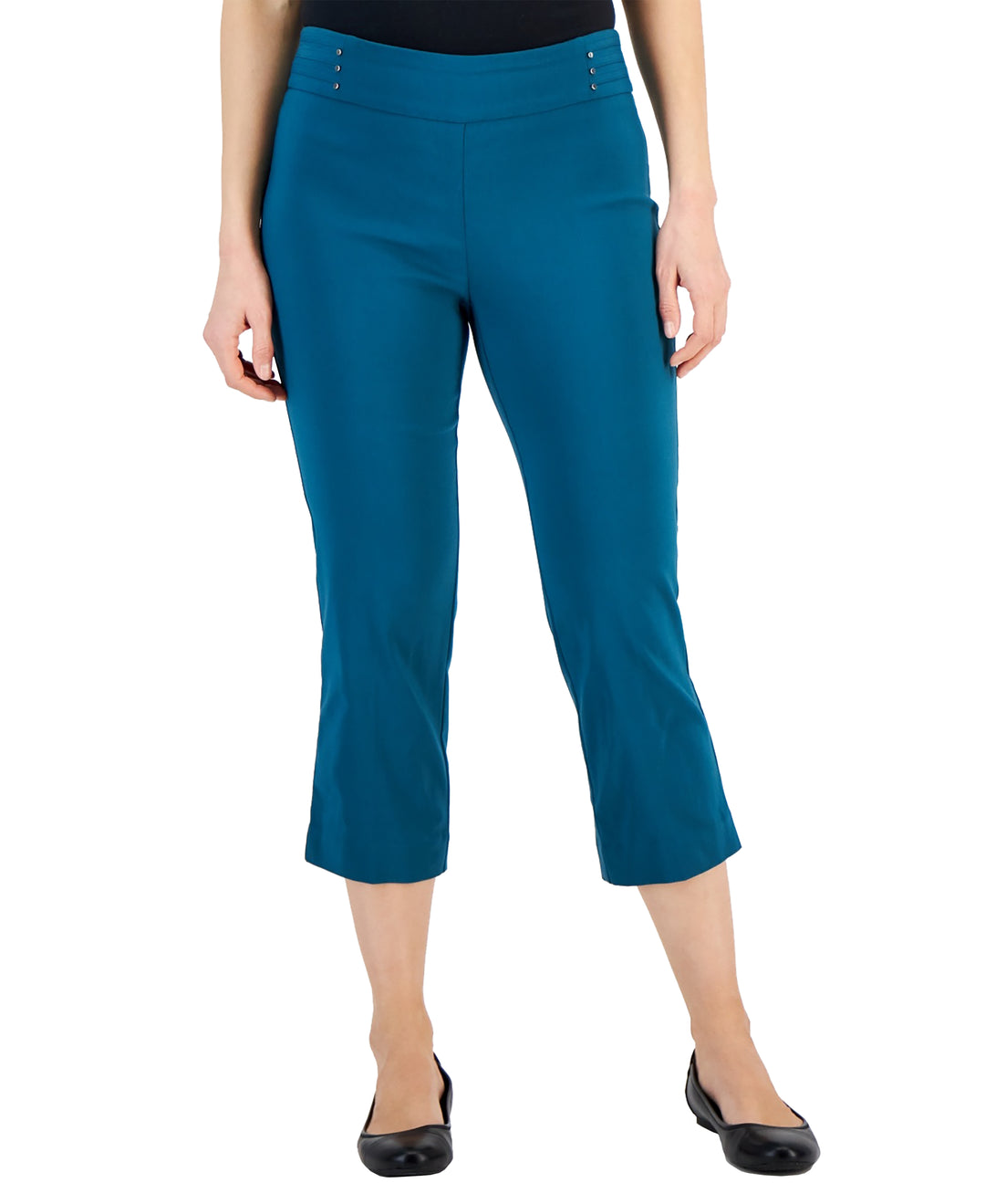 Women's Pull On Slim-Fit Rivet Detail Cropped Pants