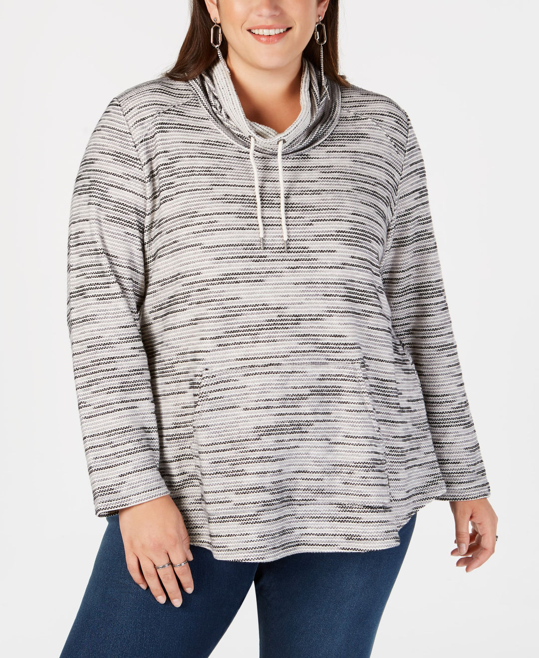 Style & Co Plus Size Space Dyed Cowl Neck Sweatshirt