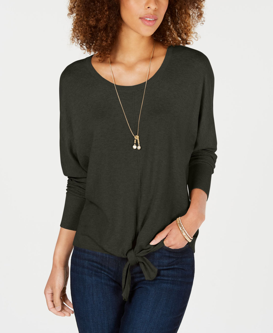 Style & Co Petite Tie Front Sweater