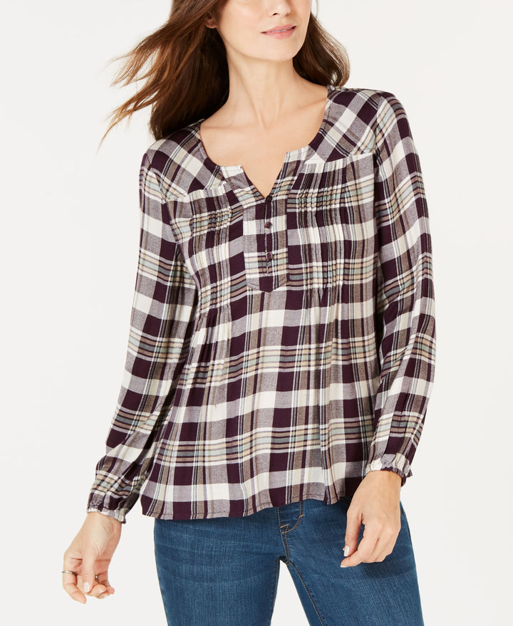 Style & Co Plaid Pintuck Shirt