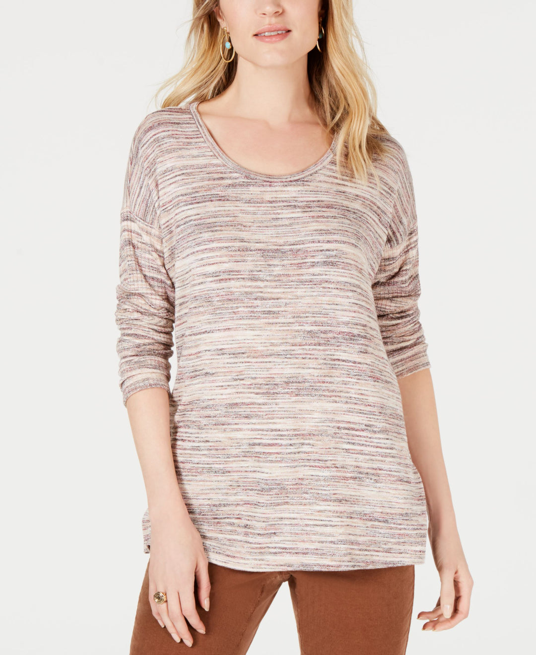 Style & Co Space Dye Scoop Neck Top