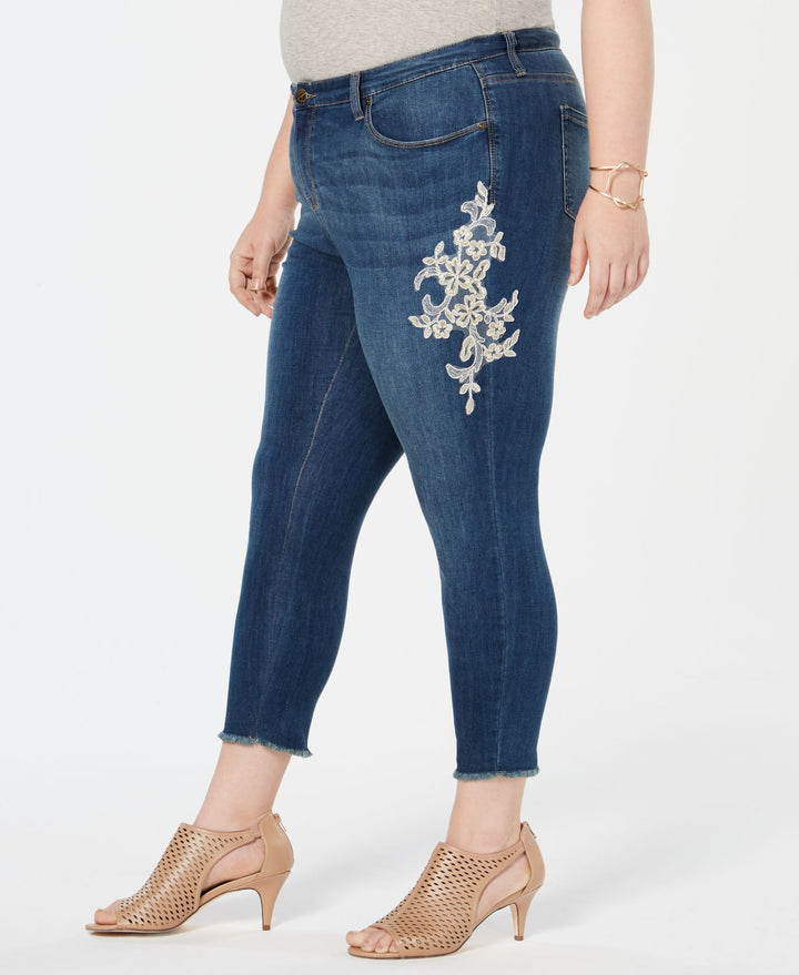 Style & Co Plus Size Cotton Lace Applique Jeans