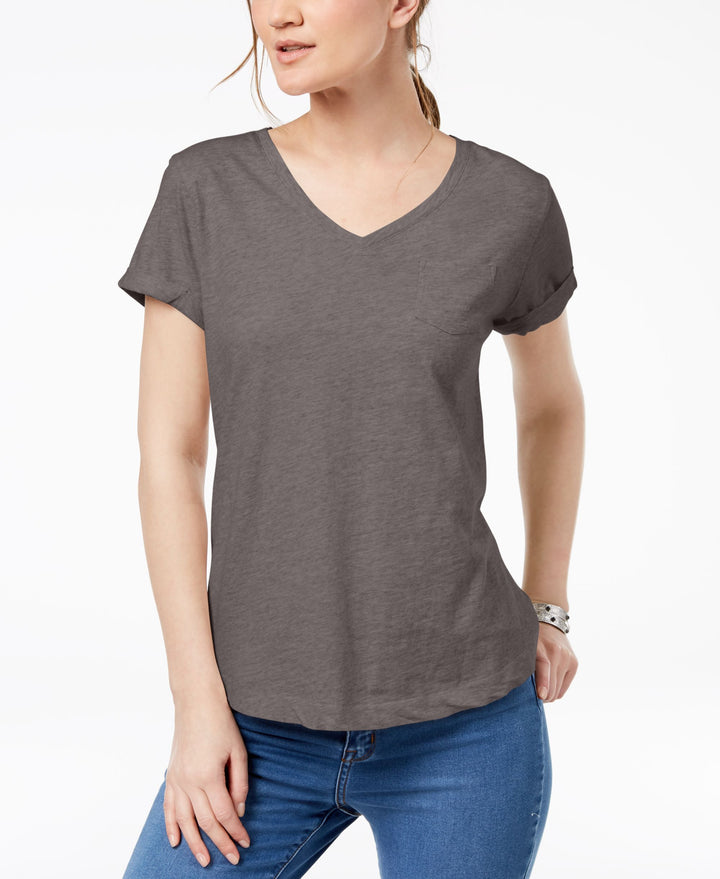 Style & Co Petite V Neck Pocket T-Shirt