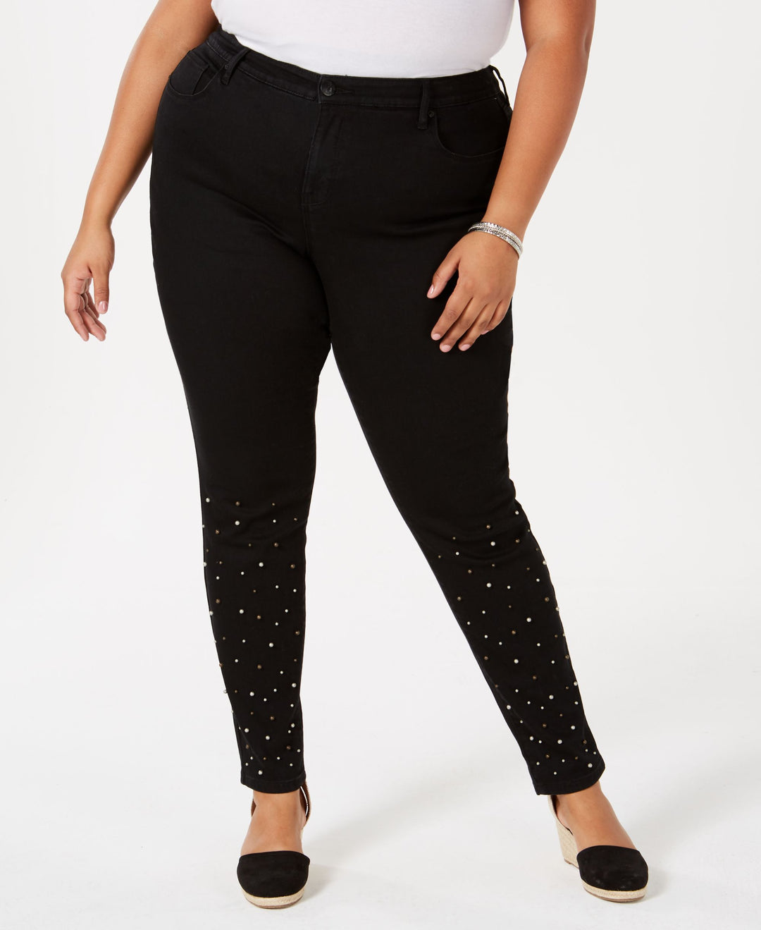 Style & Co Plus Size Cotton Embellished Skinny Jeans