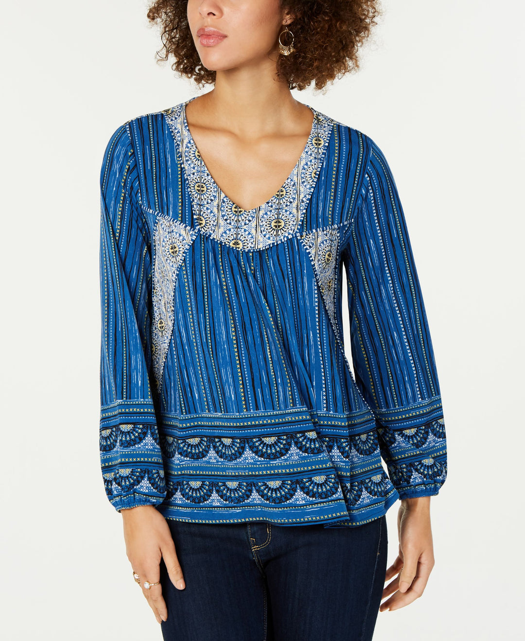Style & Co Printed Peasant Top