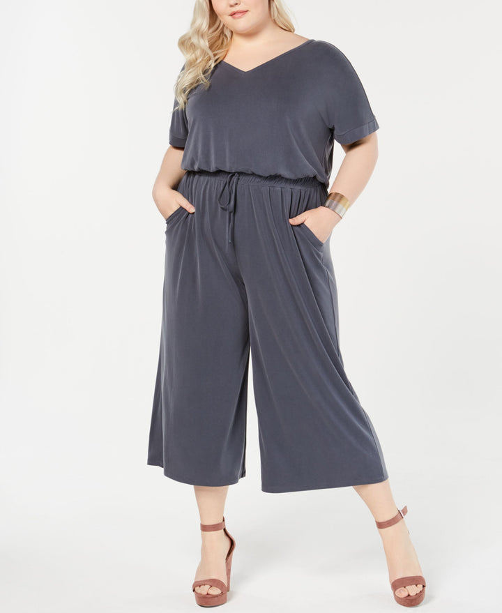 Style & Co Plus Size Cropped Knit Jumpsuit
