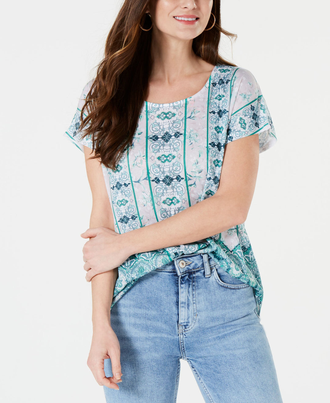 Style & Co Printed Dolman Sleeve Top