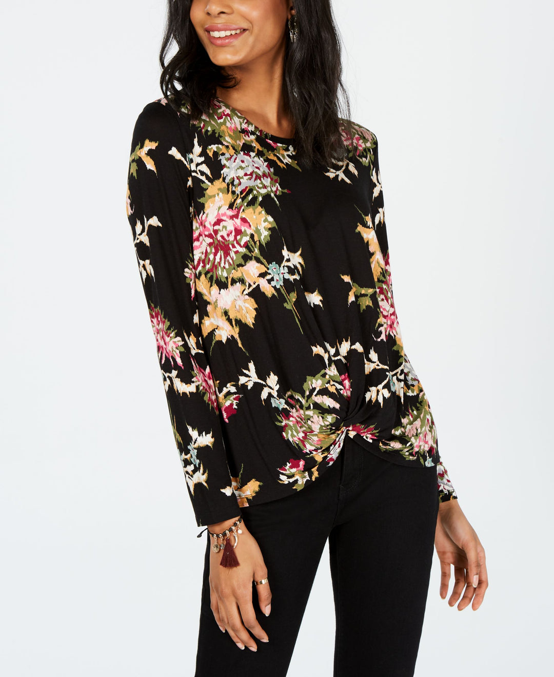 Style & Co Tie Dyed Twist Hem Top