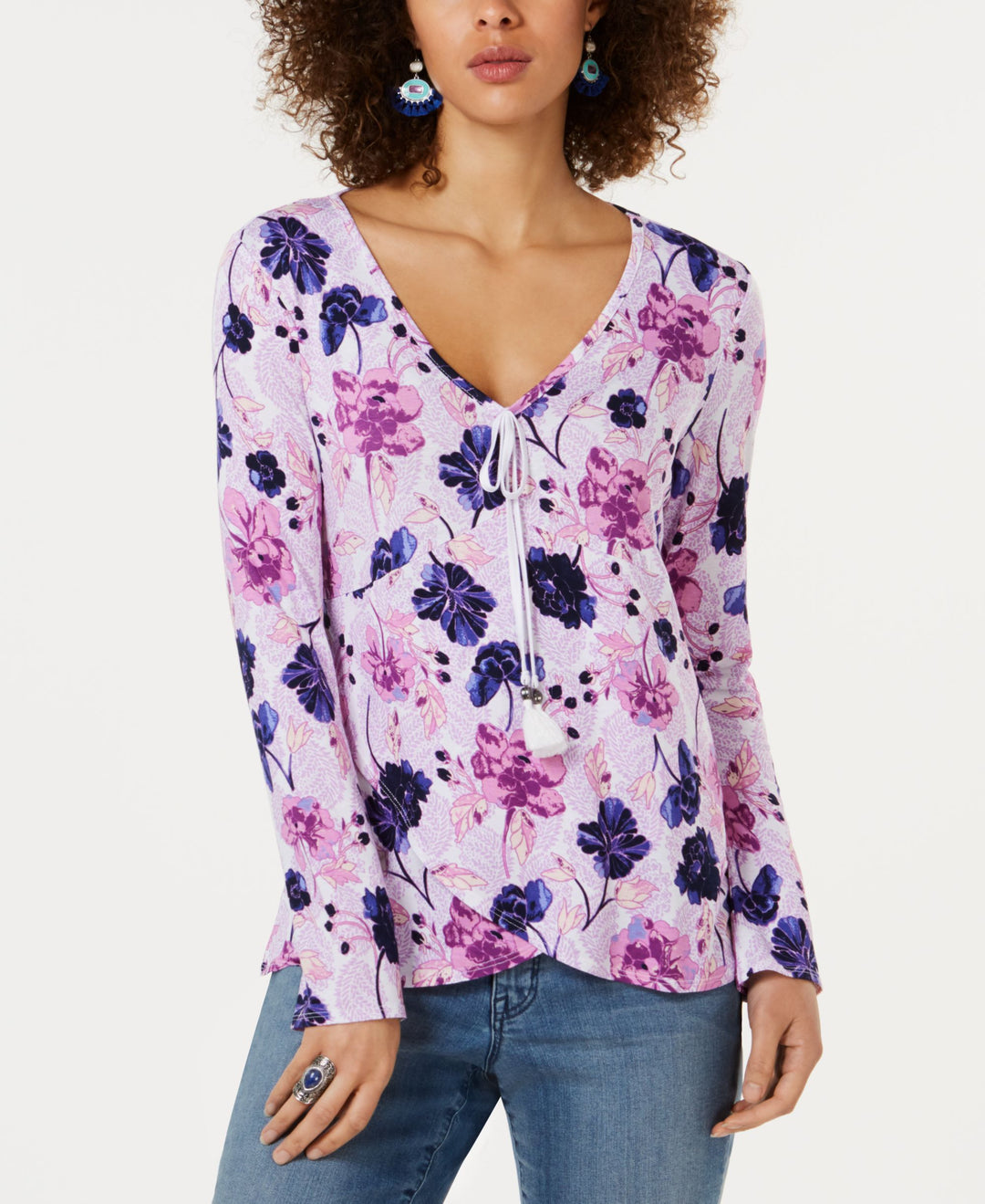 Style & Co Printed Surplice Top