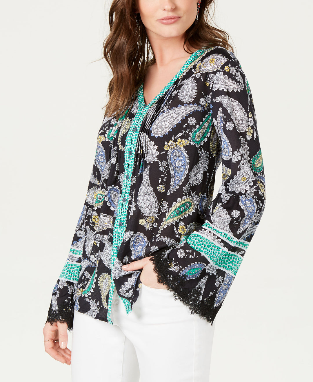 Style & Co Printed Flare Sleeve Top