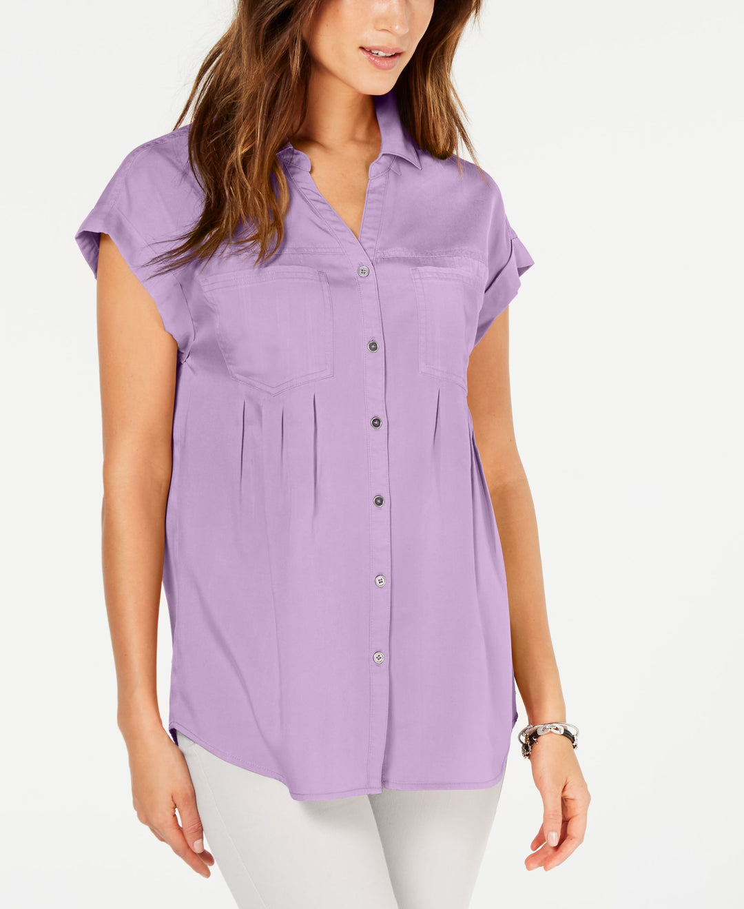 Style & Co Pleated Cuffed Sleeve Top