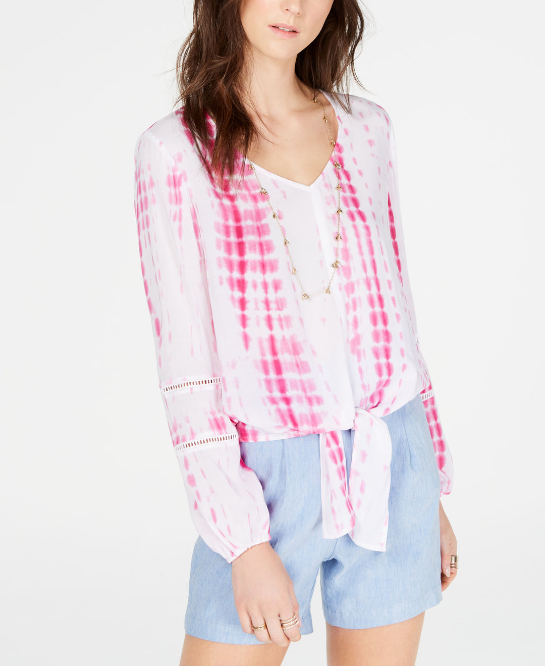 Tie Dyed Tie Front Top