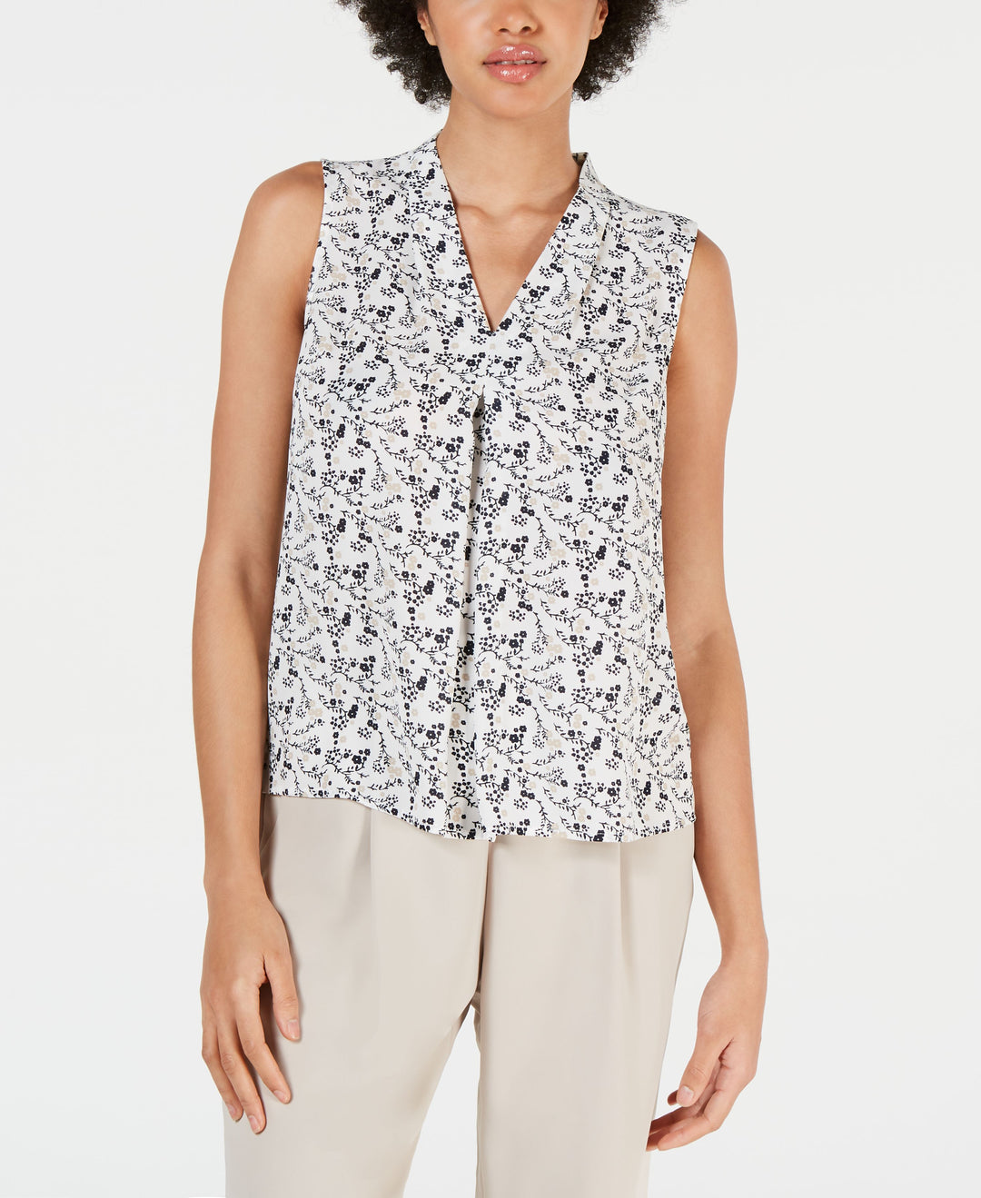 Bar III Printed Inverted Pleat Top