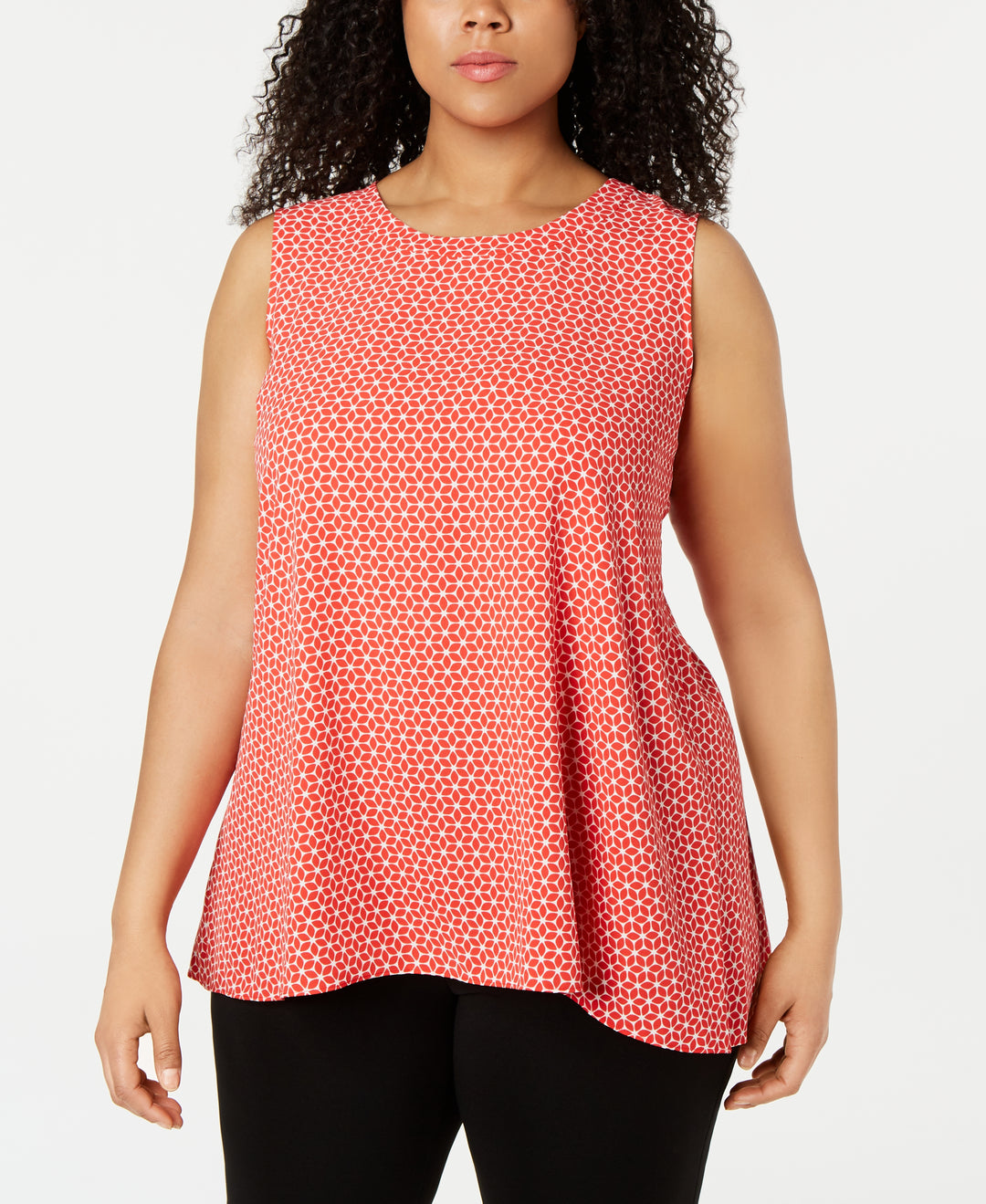 Plus Size Printed High-Low Top