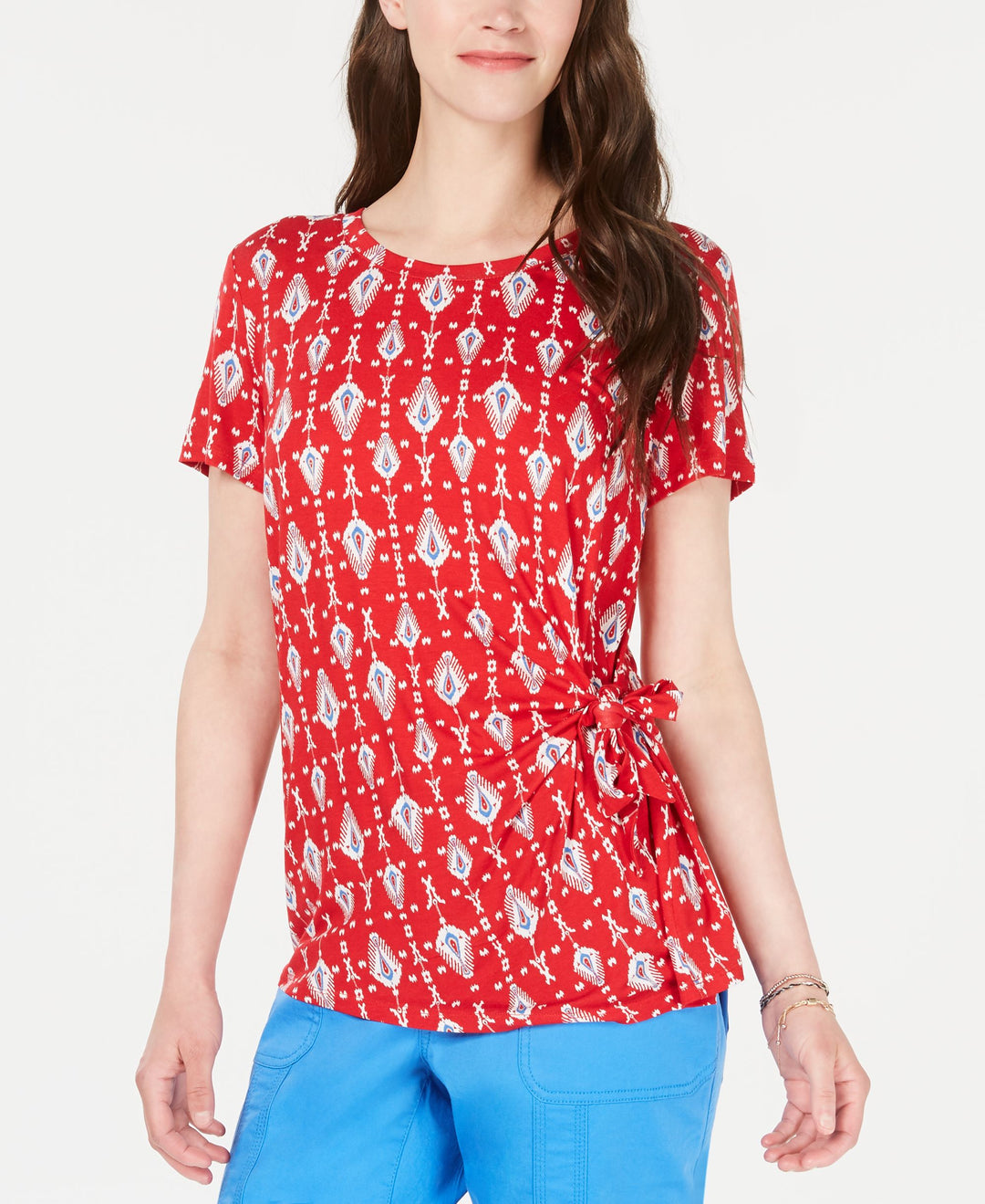 Style & Co Printed Side Tie Top