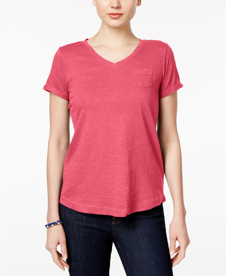 Style & Co Petite V Neck Pocket T-Shirt