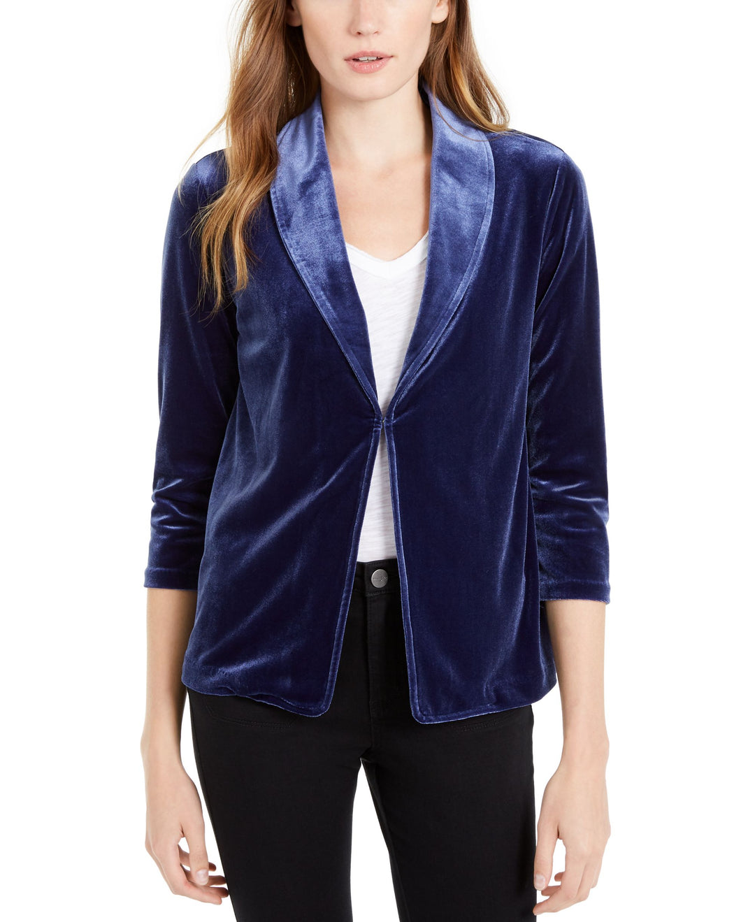 Maison Jules 3/4 Sleeve Velvet Blazer