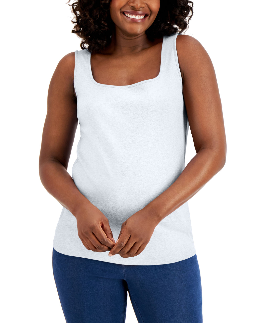 Karen Scott Cotton Square-Neck Tank Top