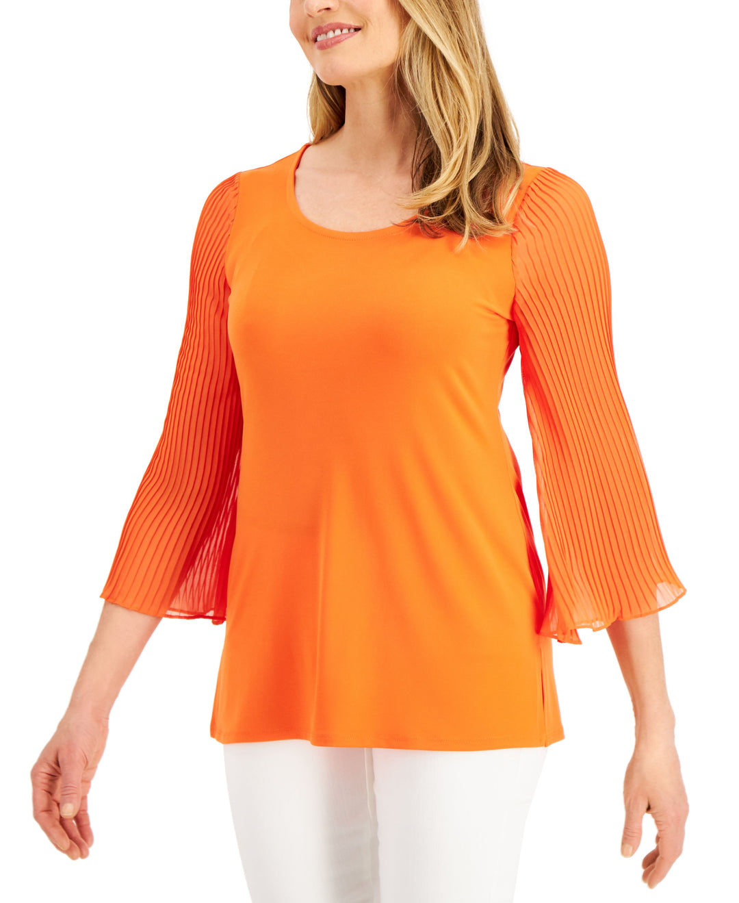 JM Collection 3/4-Sleeve Scoop-Neck Top