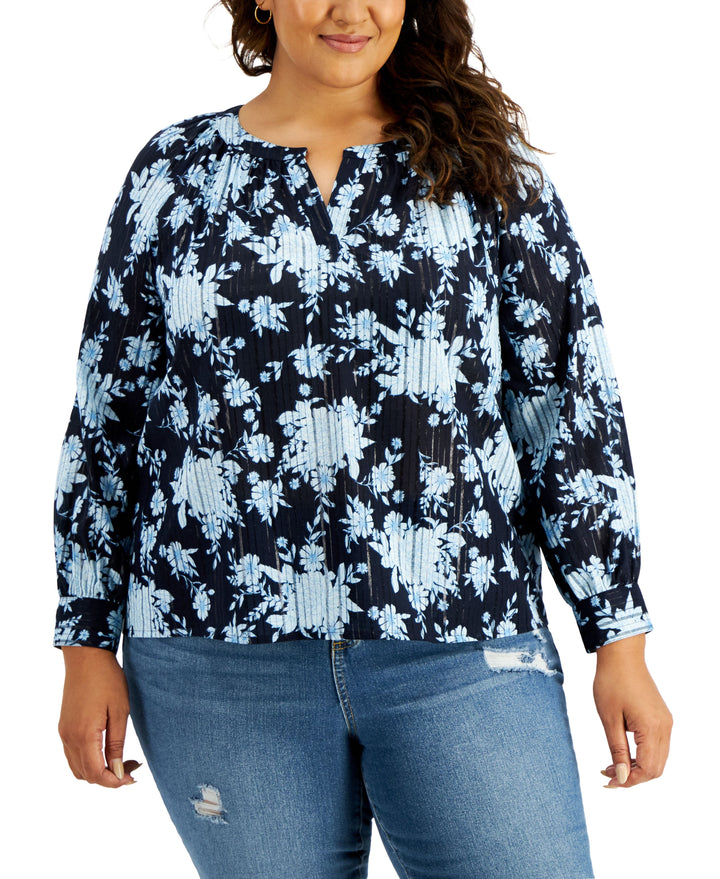 Style & Co Plus Size Metallic Striped Top