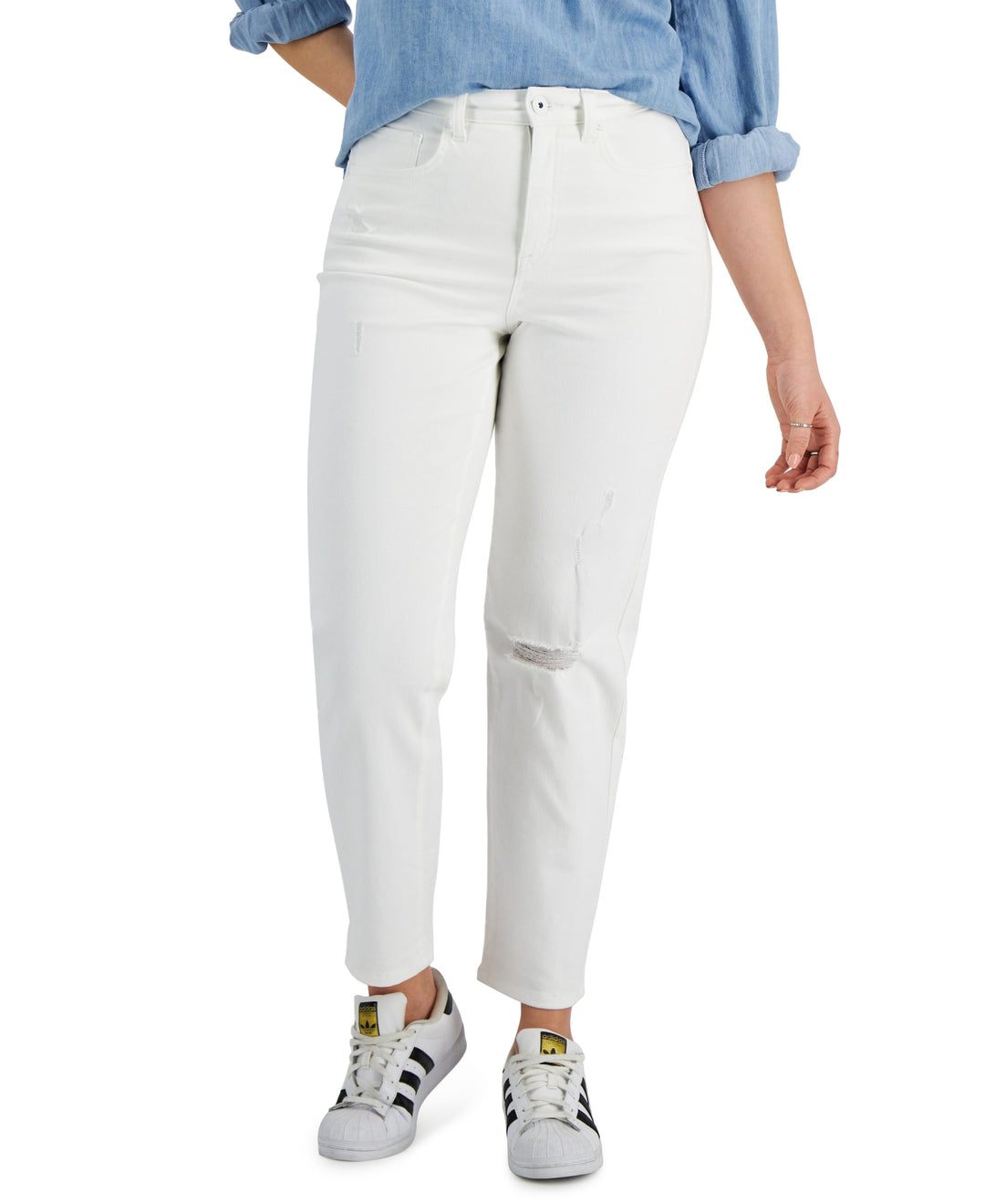 Petite Ripped Mom Jeans