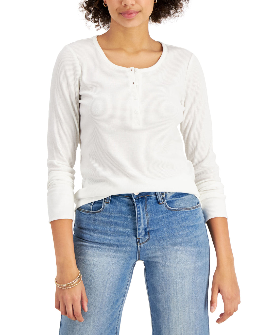 Style & Co Ribbed Henley Top