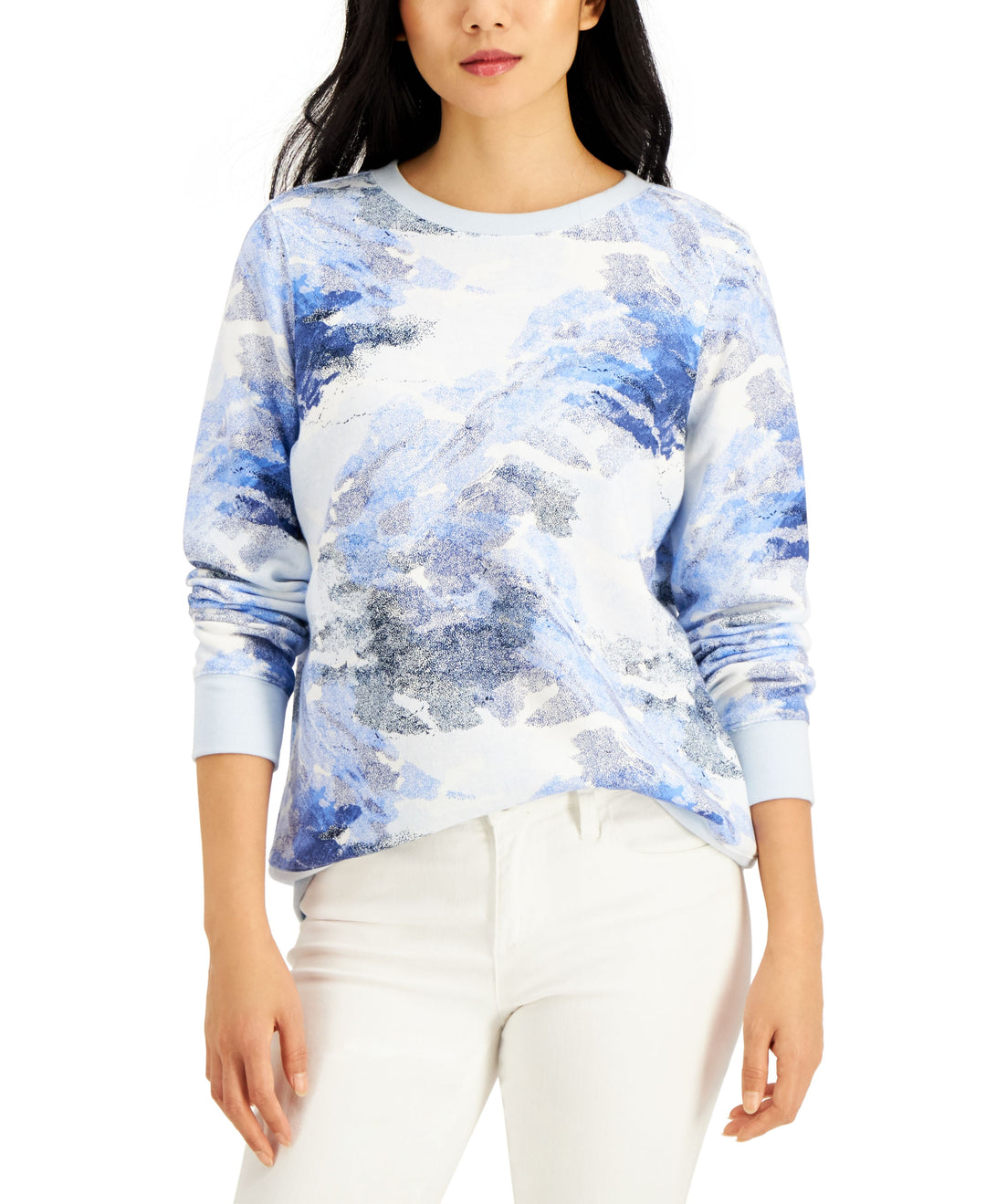 Style & Co Printed Crewneck Sweatshirt