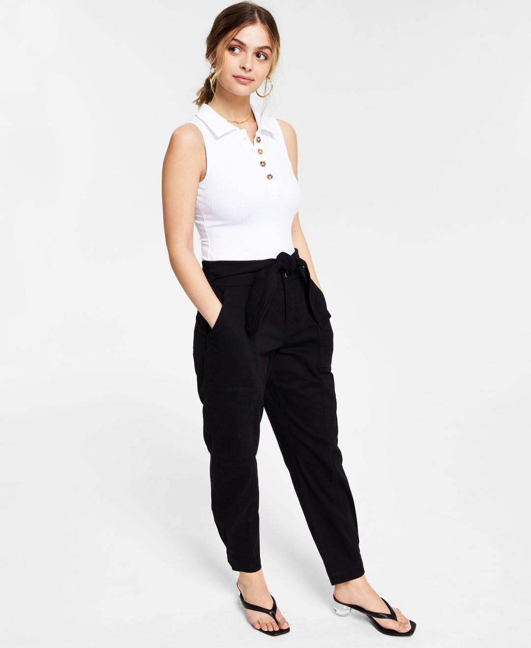Tie-Front Tapered Pants