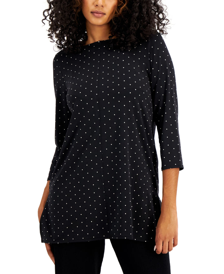 Alfani Petite 3/4 Sleeve Printed Top