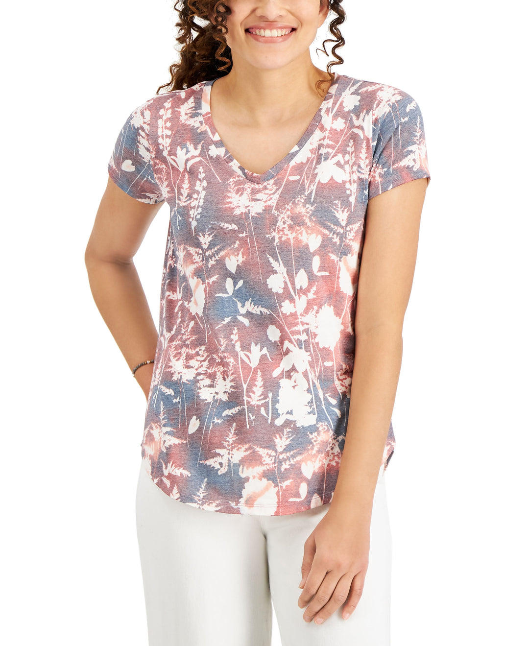 Style & Co Floral Shadow Burnout T-Shirt