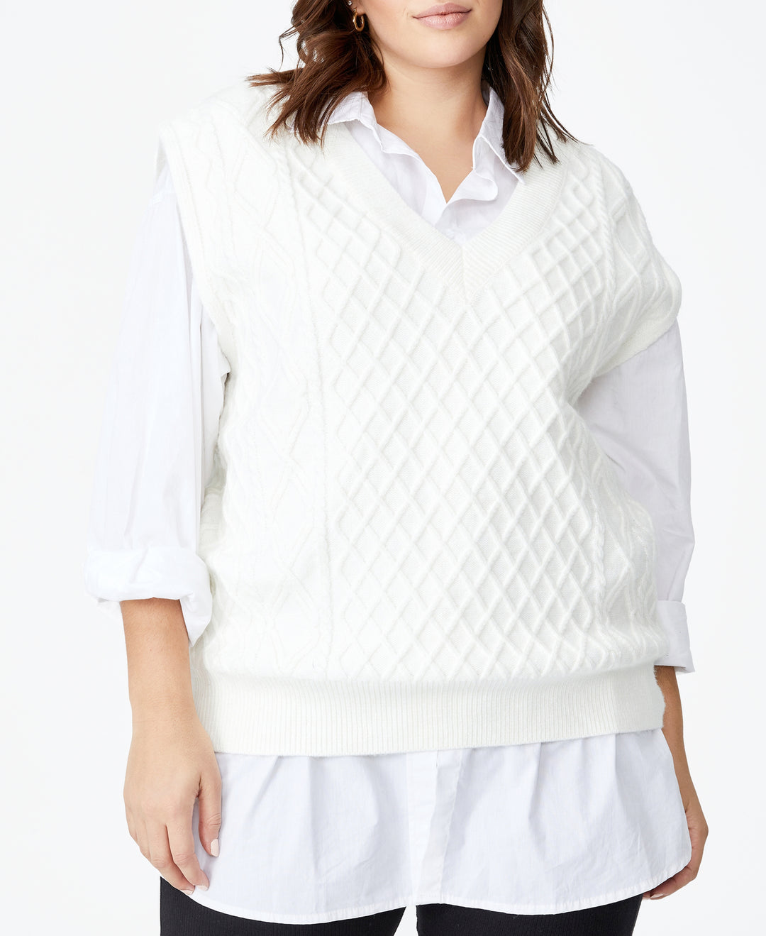 Trendy Plus Size Cable Tunic Vest