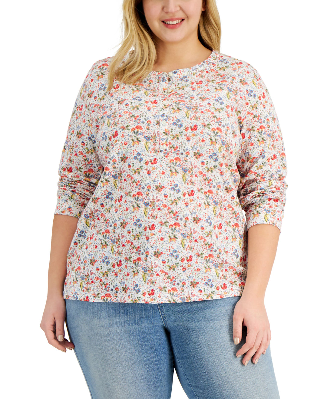 Style & Co Plus Size Knit Henley Top