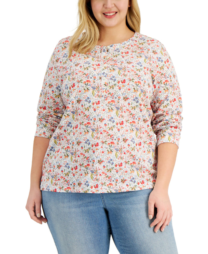 Style & Co Plus Size Knit Henley Top