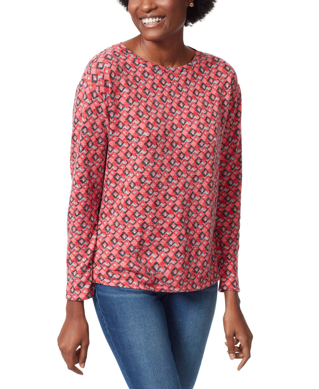 Anne Klein Denim Sport Womens Laney Pullover Top