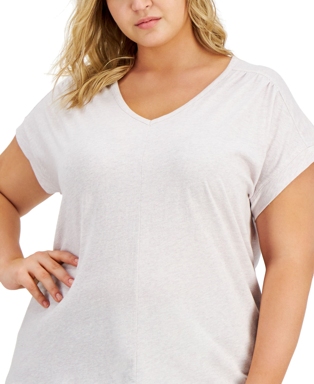 Style & Co Plus Size Heather V Neck Dolman Top