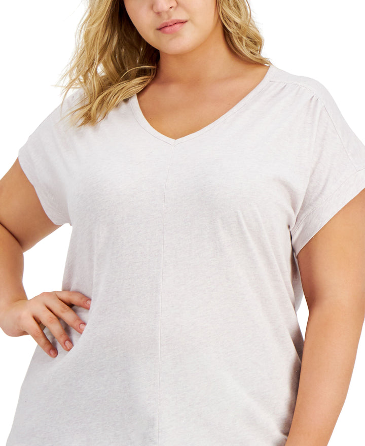 Style & Co Plus Size Heather V Neck Dolman Top