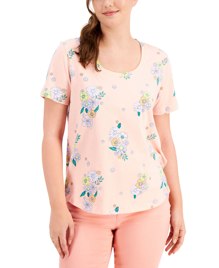 Style & Co Retro Floral Cotton T-Shirt