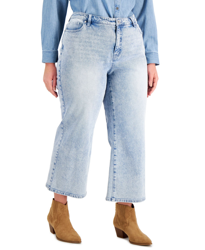 Style & Co Plus Size High Rise Wide Leg Cropped Jeans