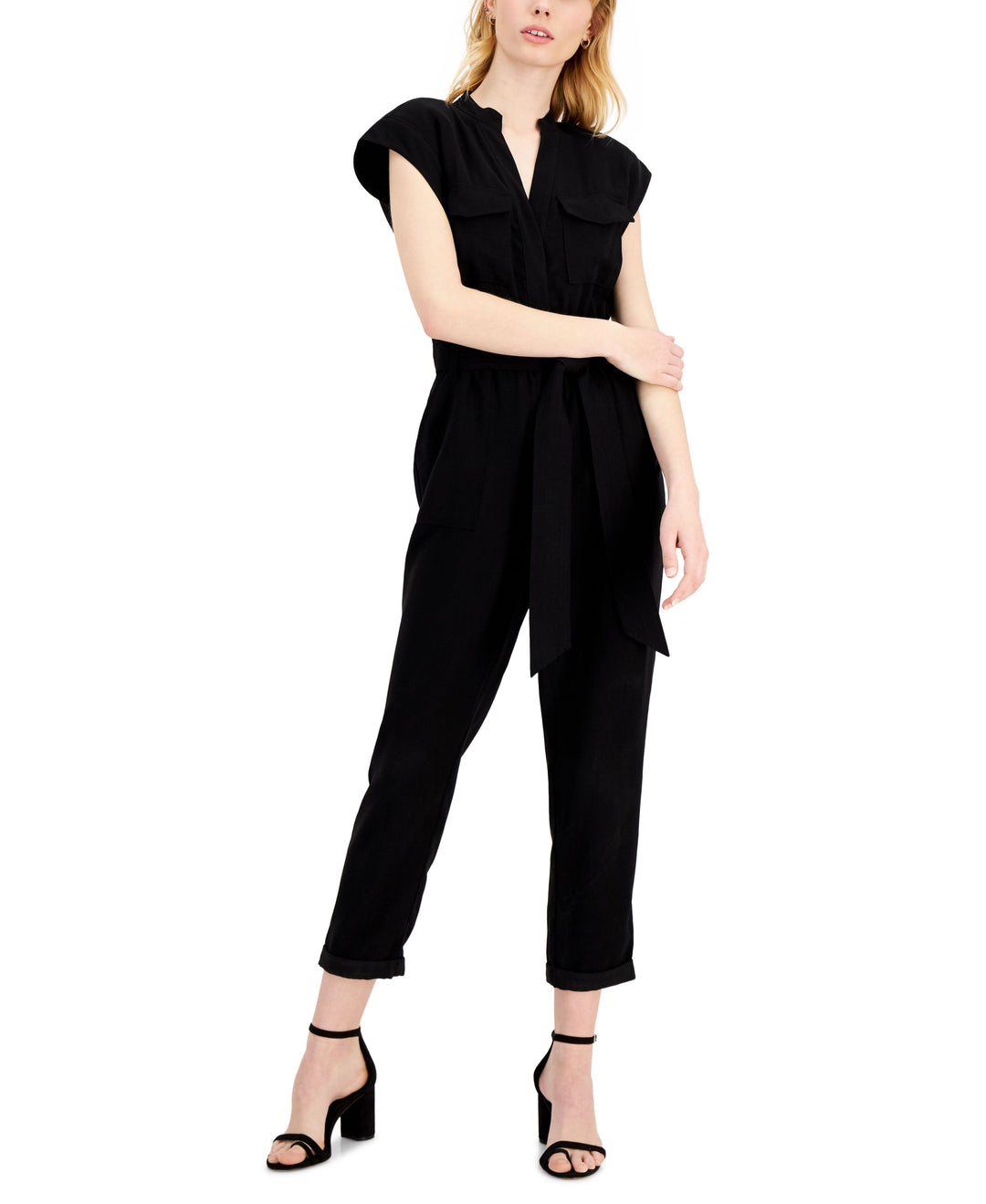 INC International Concepts Petite Belted Utility Jumpsuit