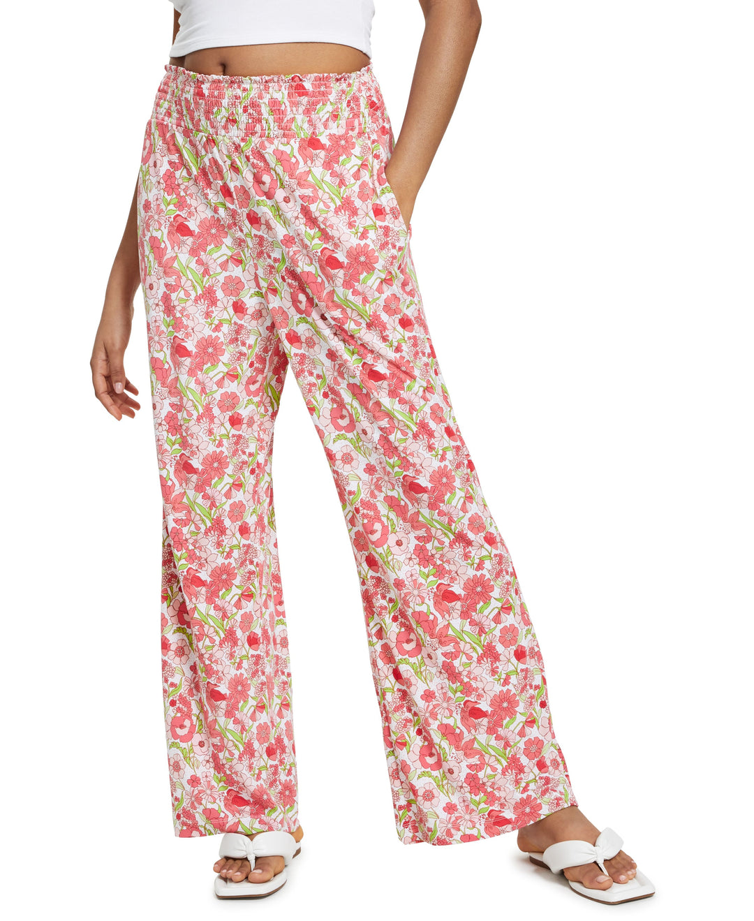 Bar III Womens Printed Wide Leg Pants