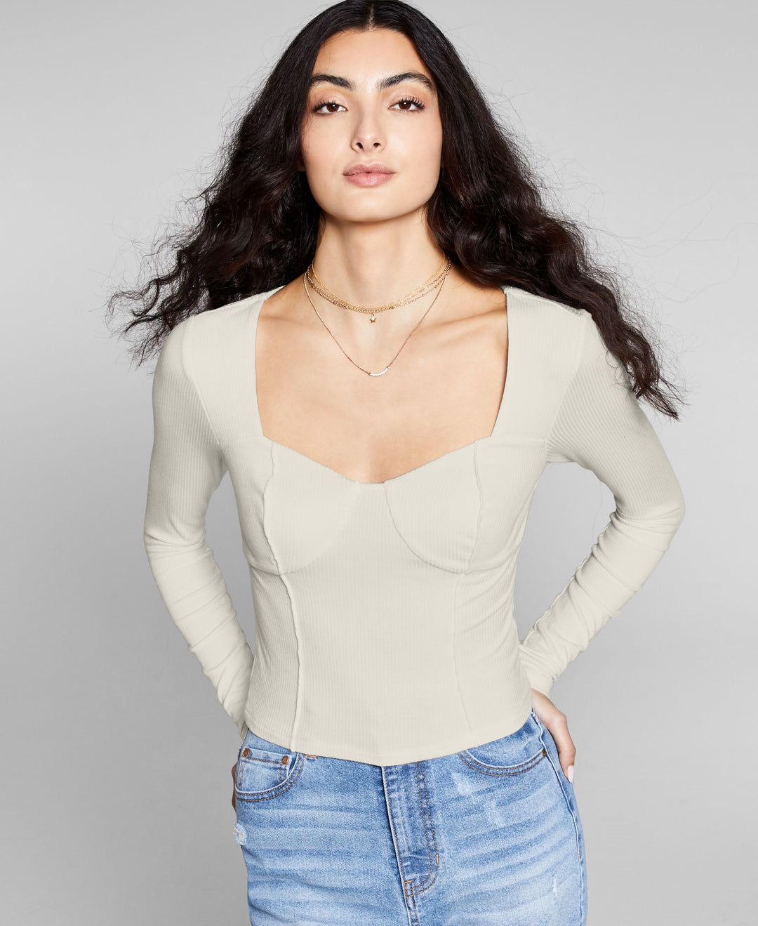 And NowThis Womens Seam-Detail Corset Top