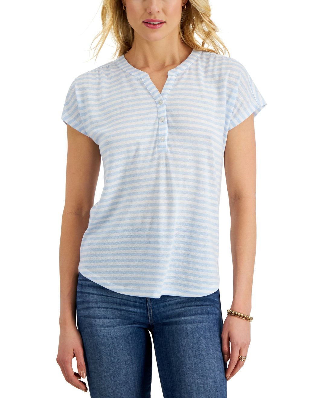 Style & Co Striped Henley Top