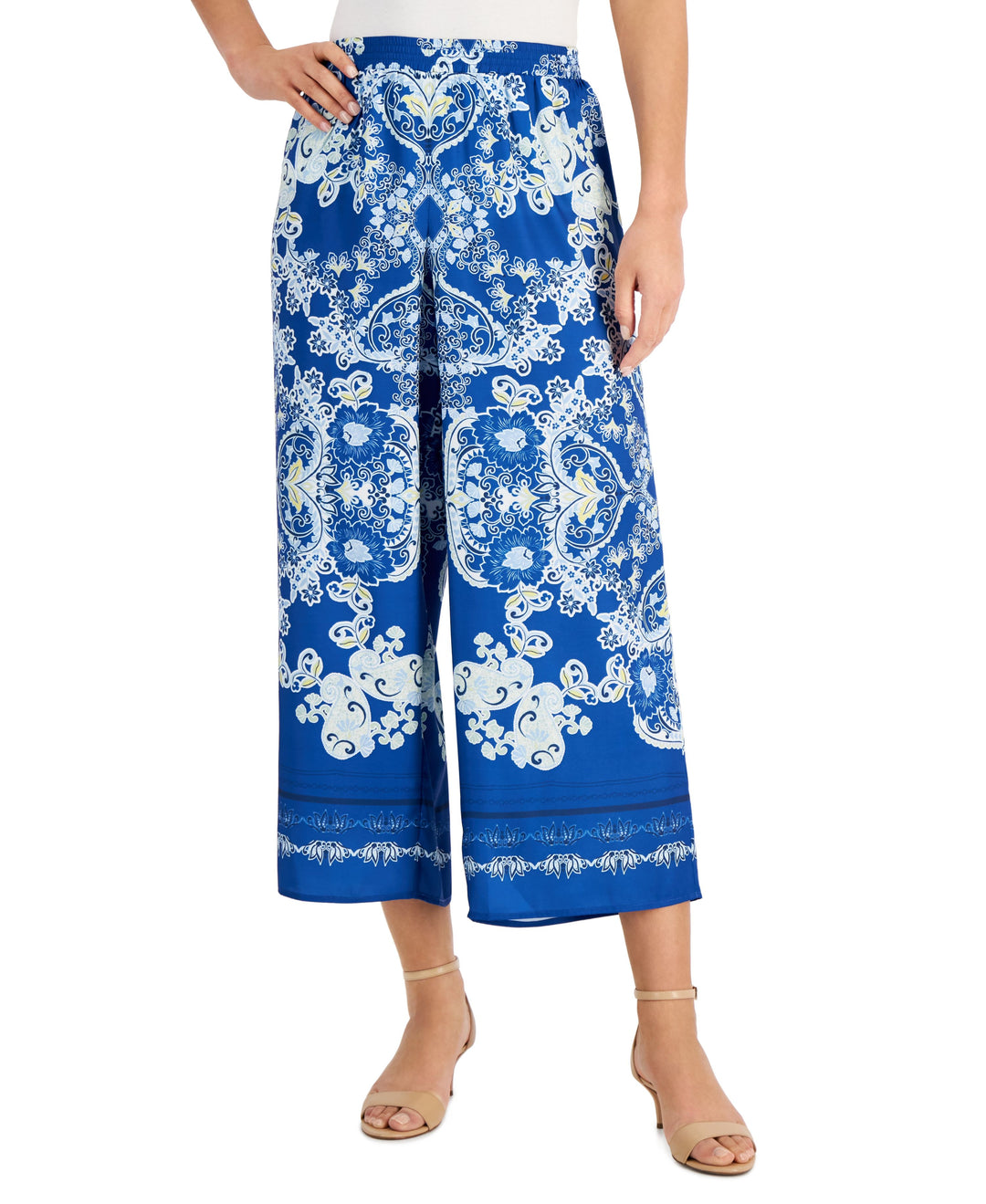 JM Collection Petite Printed Wide-Leg Pants