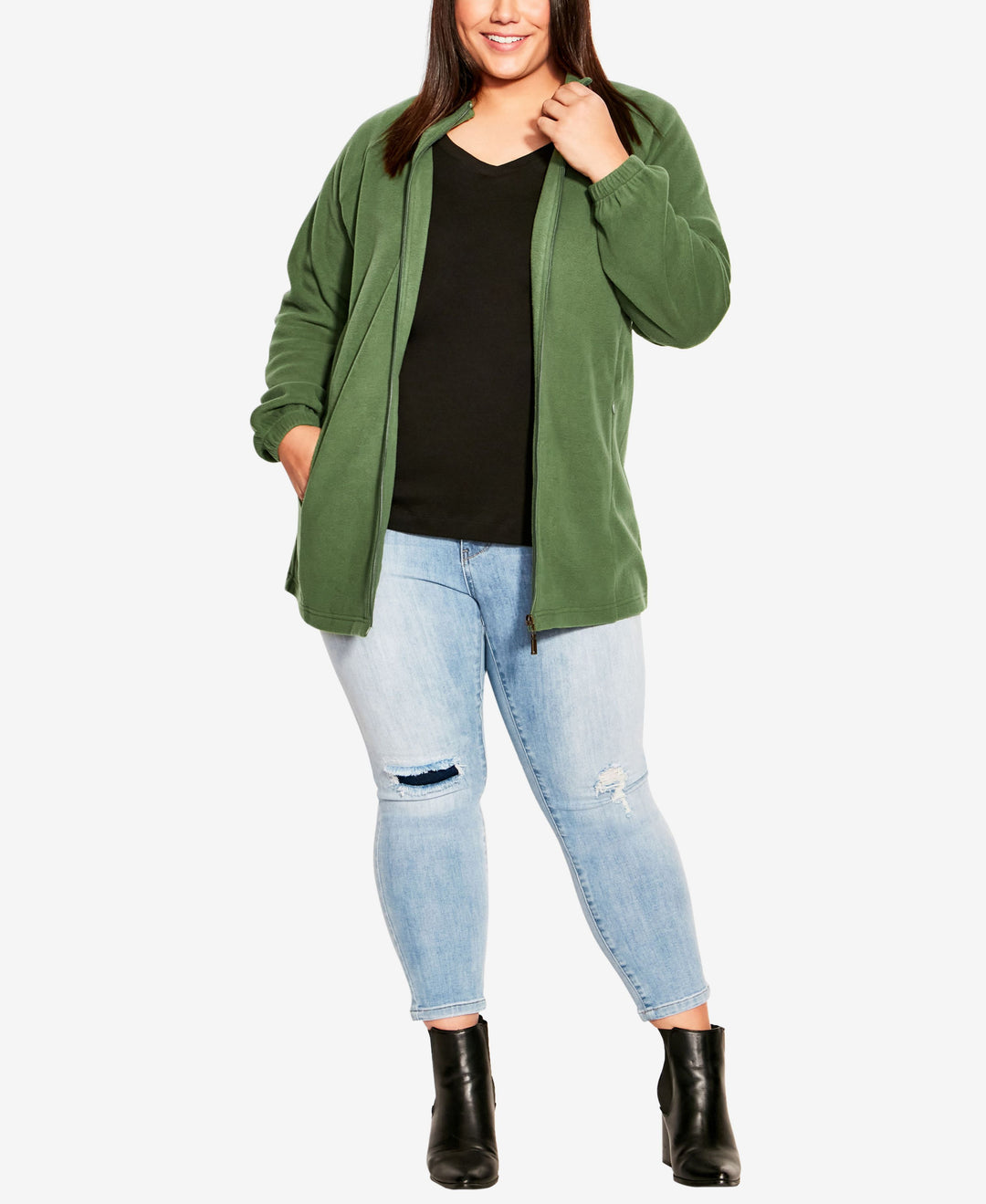 Plus Size Polar Fleece Zip Jacket