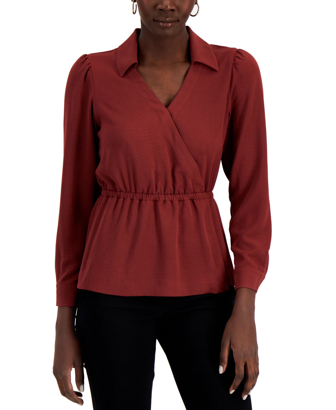 Alfani Collared Faux Wrap Top