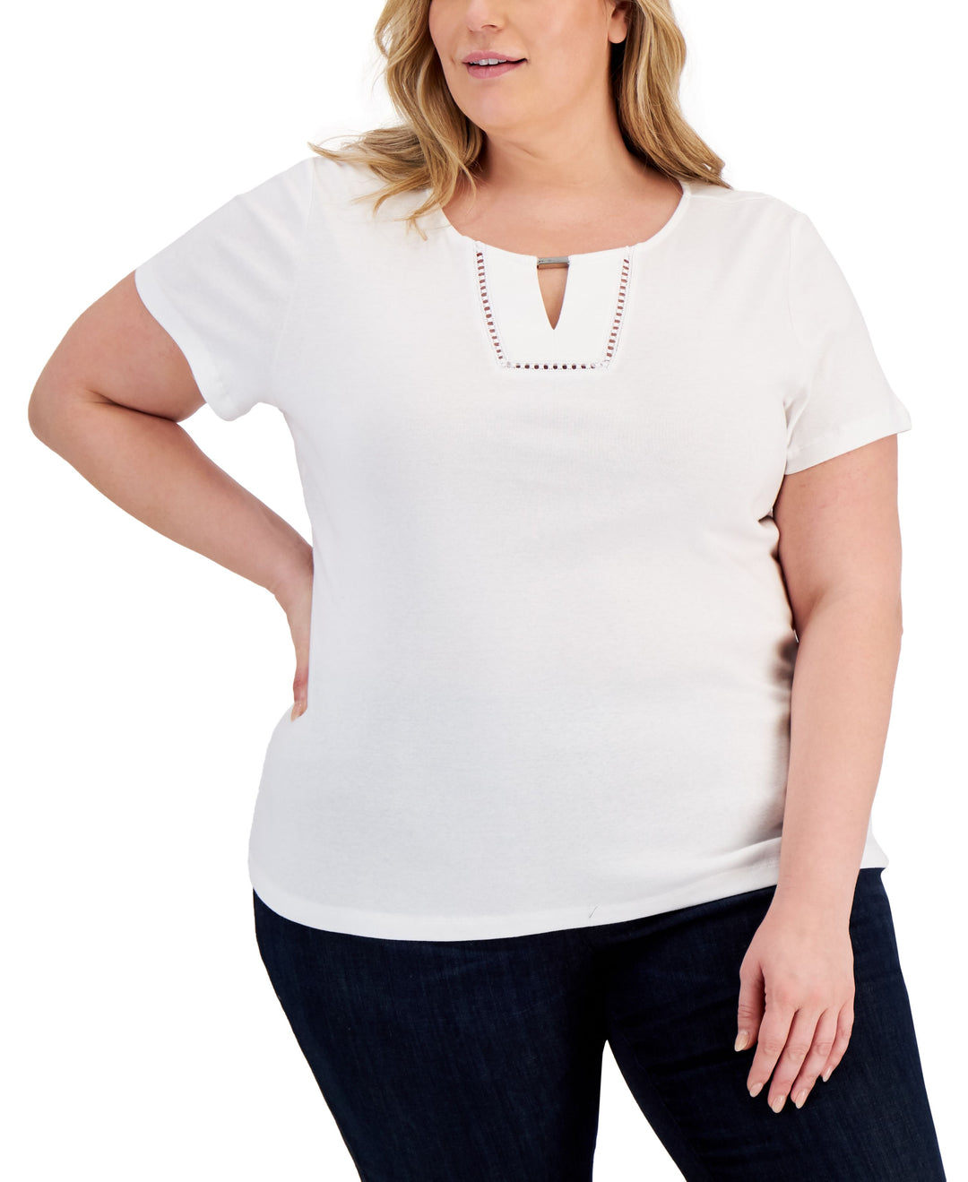 Karen Scott Plus Size Cotton Embellished Top