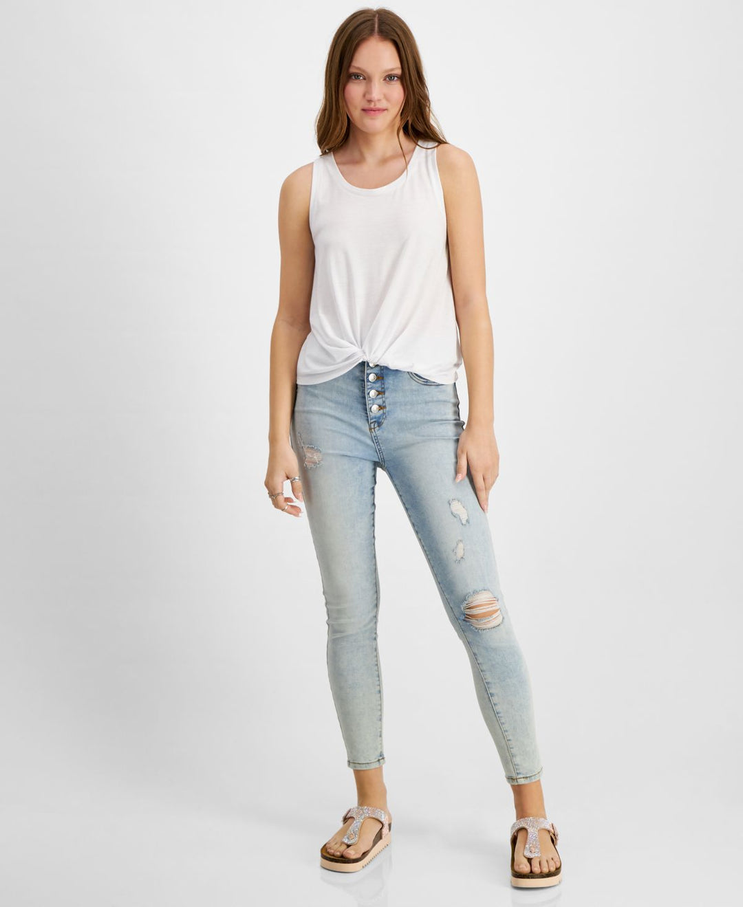 Hippie Rose Juniors' Twist-Front Tank Top