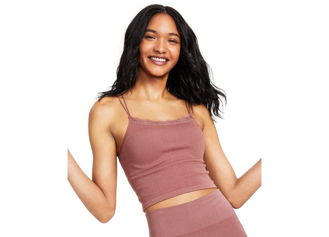 Hippie Rose Juniors' Lace-Trim Seamless Tank Top