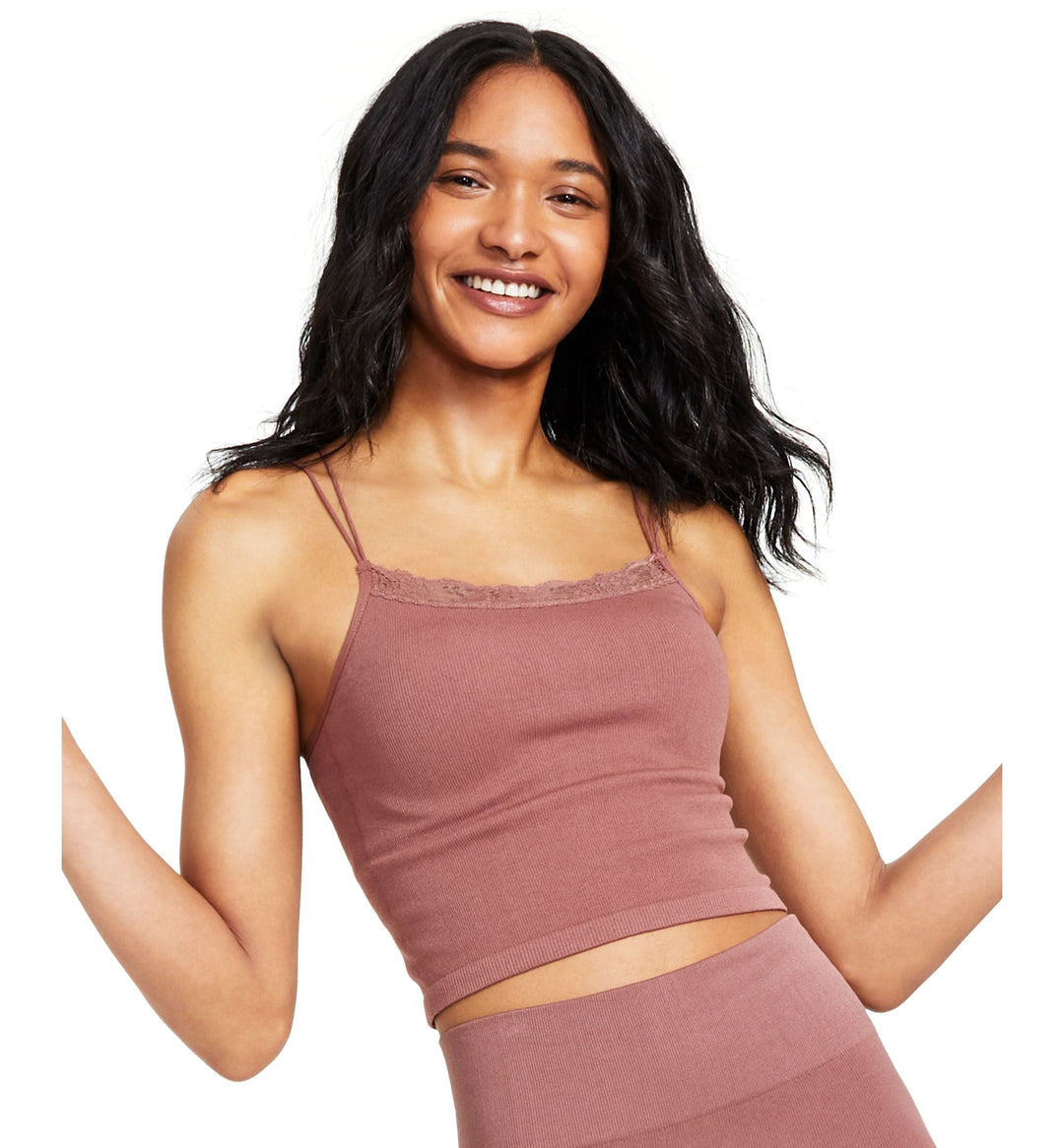 Juniors' Lace-Trim Seamless Tank Top