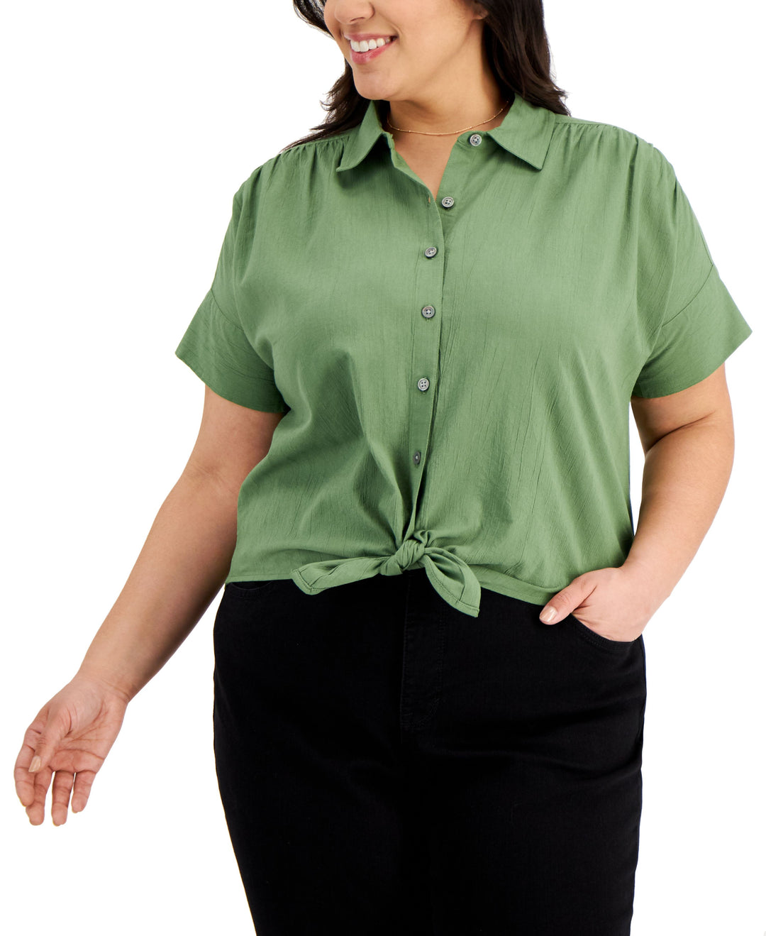 Style & Co Plus Size Tie Hem Shirt